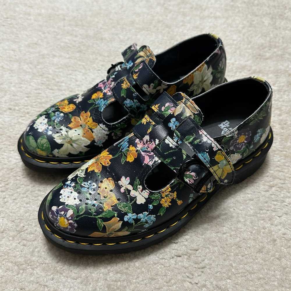 Dr. Martens Mary Jane's Black Floral Leather Boot… - image 1