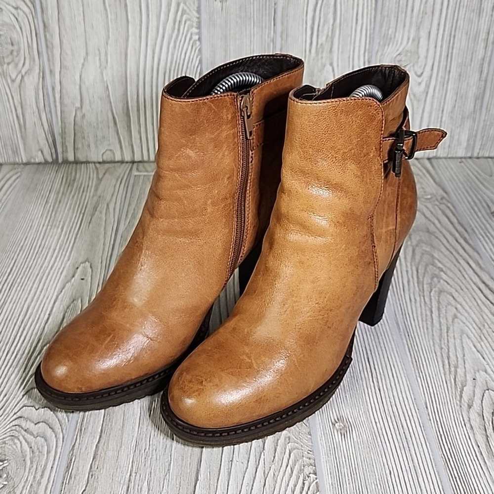 Minelli Tan Brown Leather Ankle Boots Womens Size… - image 10
