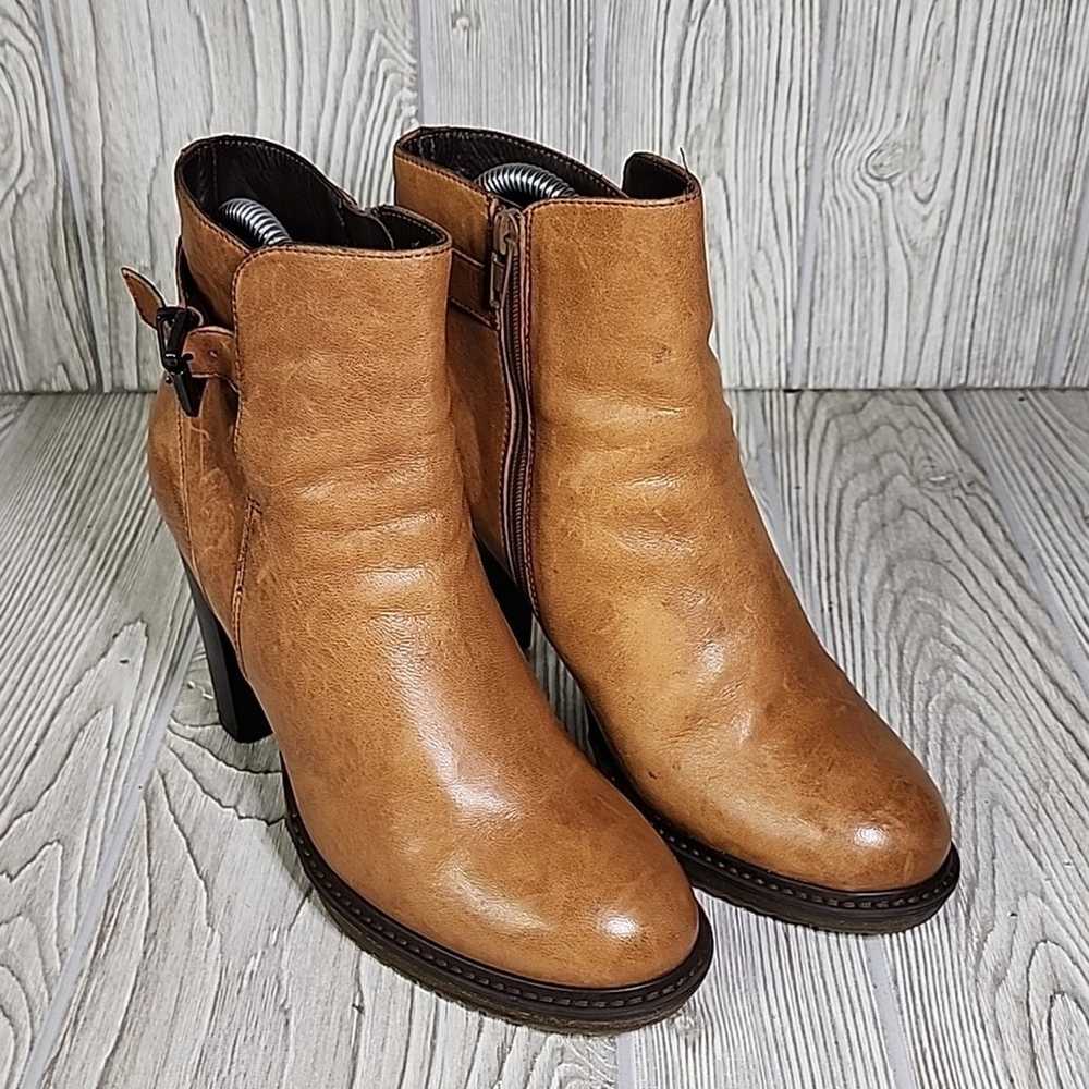 Minelli Tan Brown Leather Ankle Boots Womens Size… - image 9