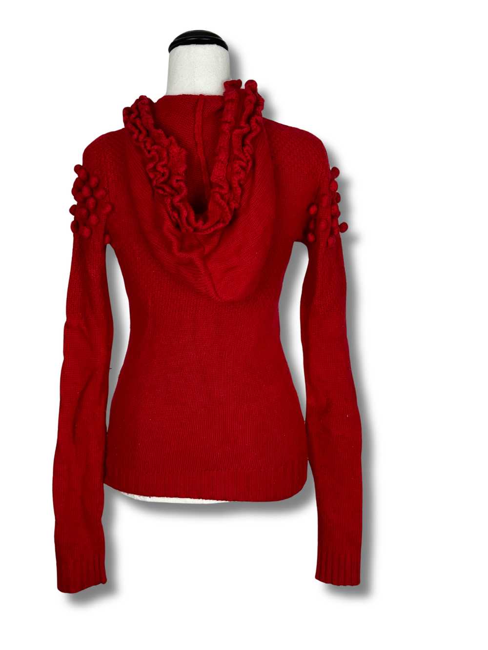 Alannah Hill Red Cardigan with Hood and Pom Poms - image 2