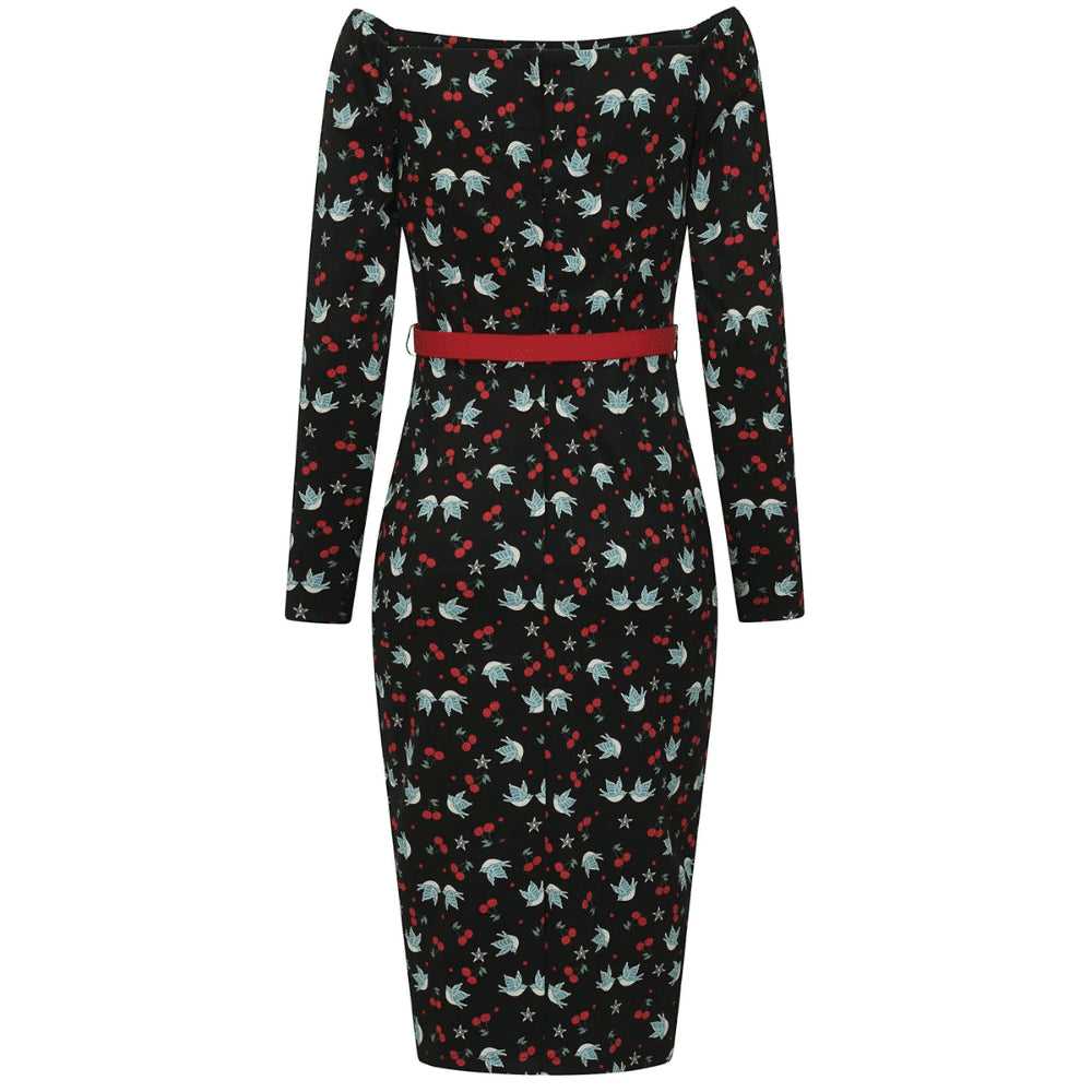 Collectif Meg Swallows & Cherries Pencil dress - image 2