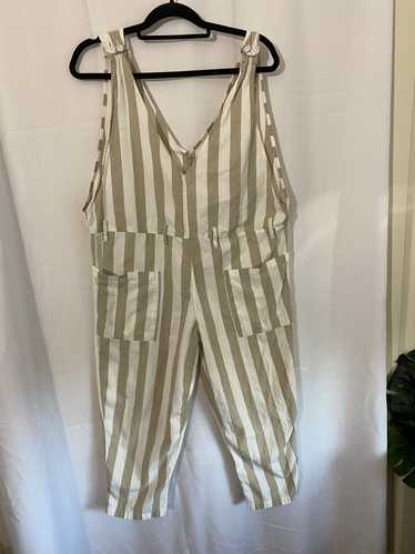 Tan/white Striped Jumpsuit - image 1