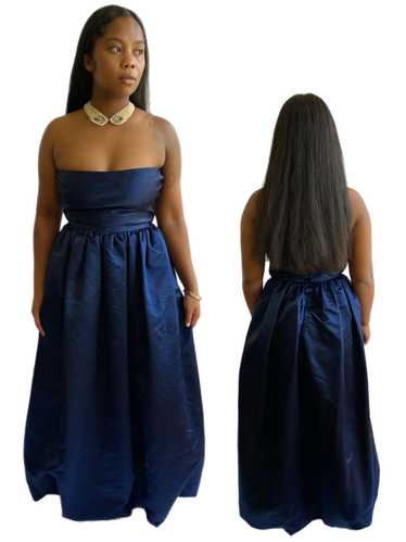 1980's Navy Silk Sleeveless Evening Gown by Richi… - image 1