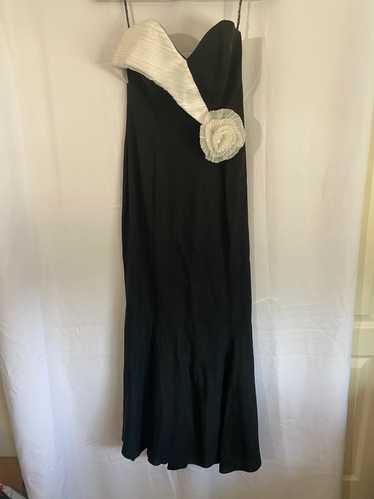 Black & White 1980's Strapless Formal Dress