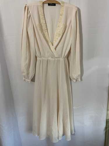 Cream Dress with Beaded Neckline