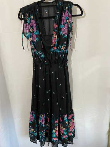 1960's Black Dress with Sheer Floral Covering