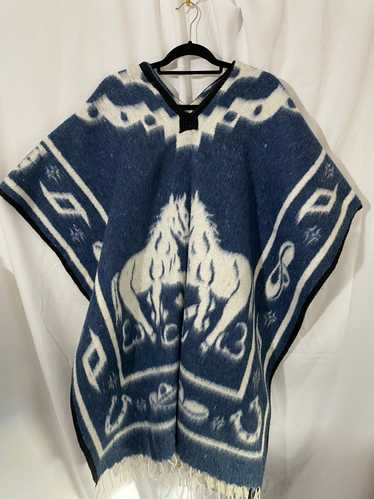 1980s Double Sided Mexican Wool Poncho/Blanket - image 1