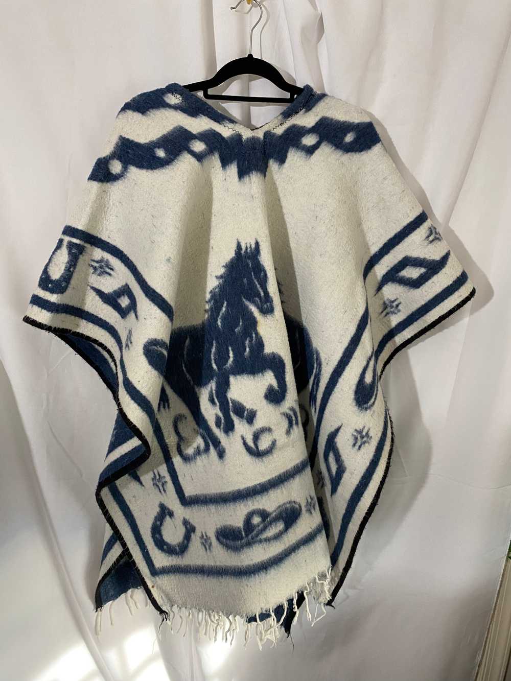 1980s Double Sided Mexican Wool Poncho/Blanket - image 4