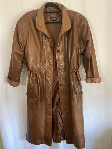 Pelle Brown Leather Trench Coat