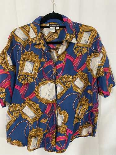 1980's Silk Mirror Print Button Shirt