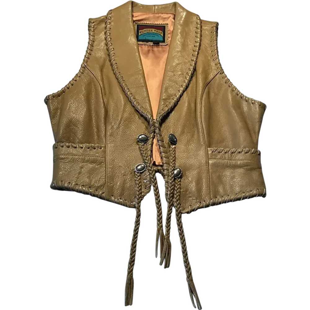 Pioneer Wear Tan Leather Vintage Vest - image 1