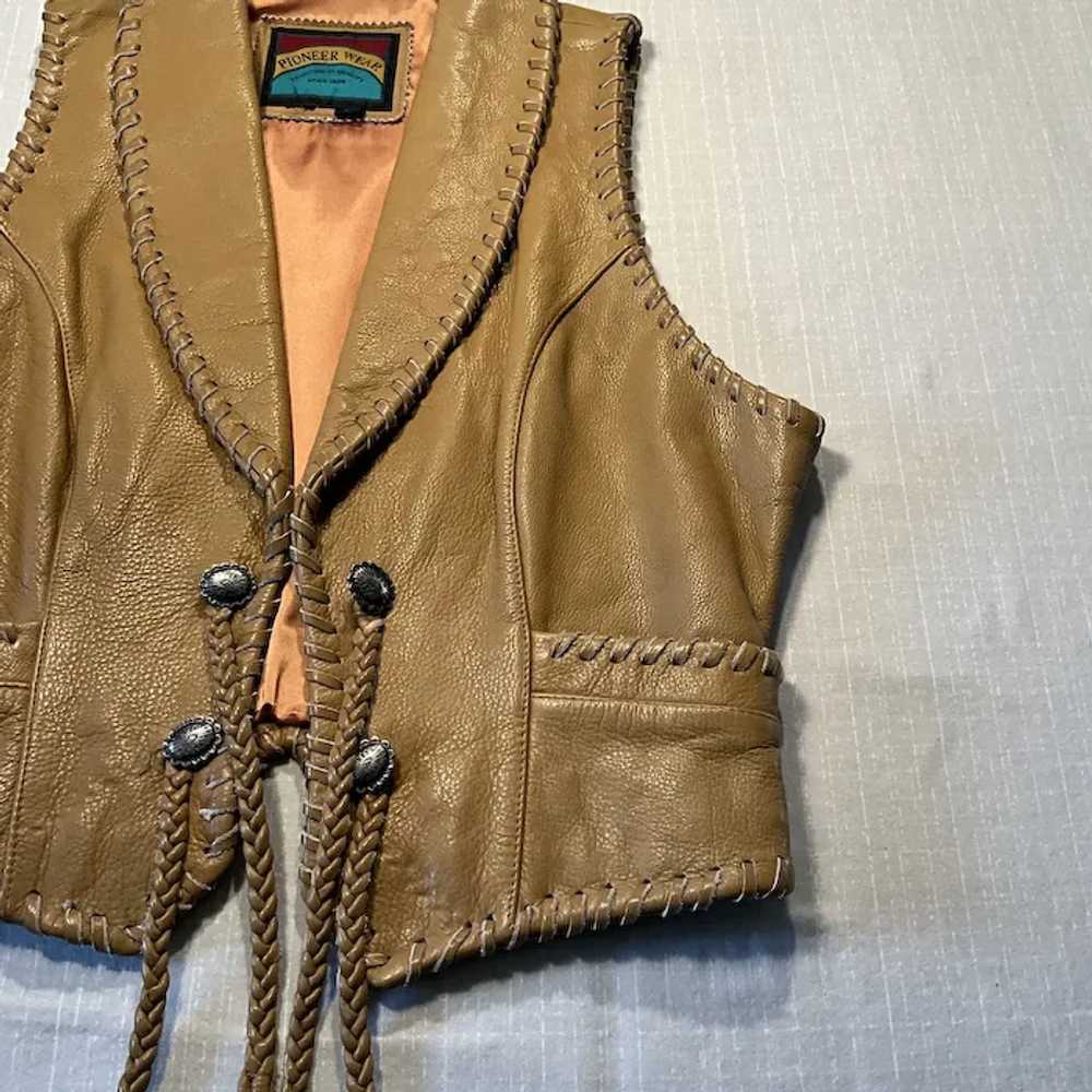 Pioneer Wear Tan Leather Vintage Vest - image 3