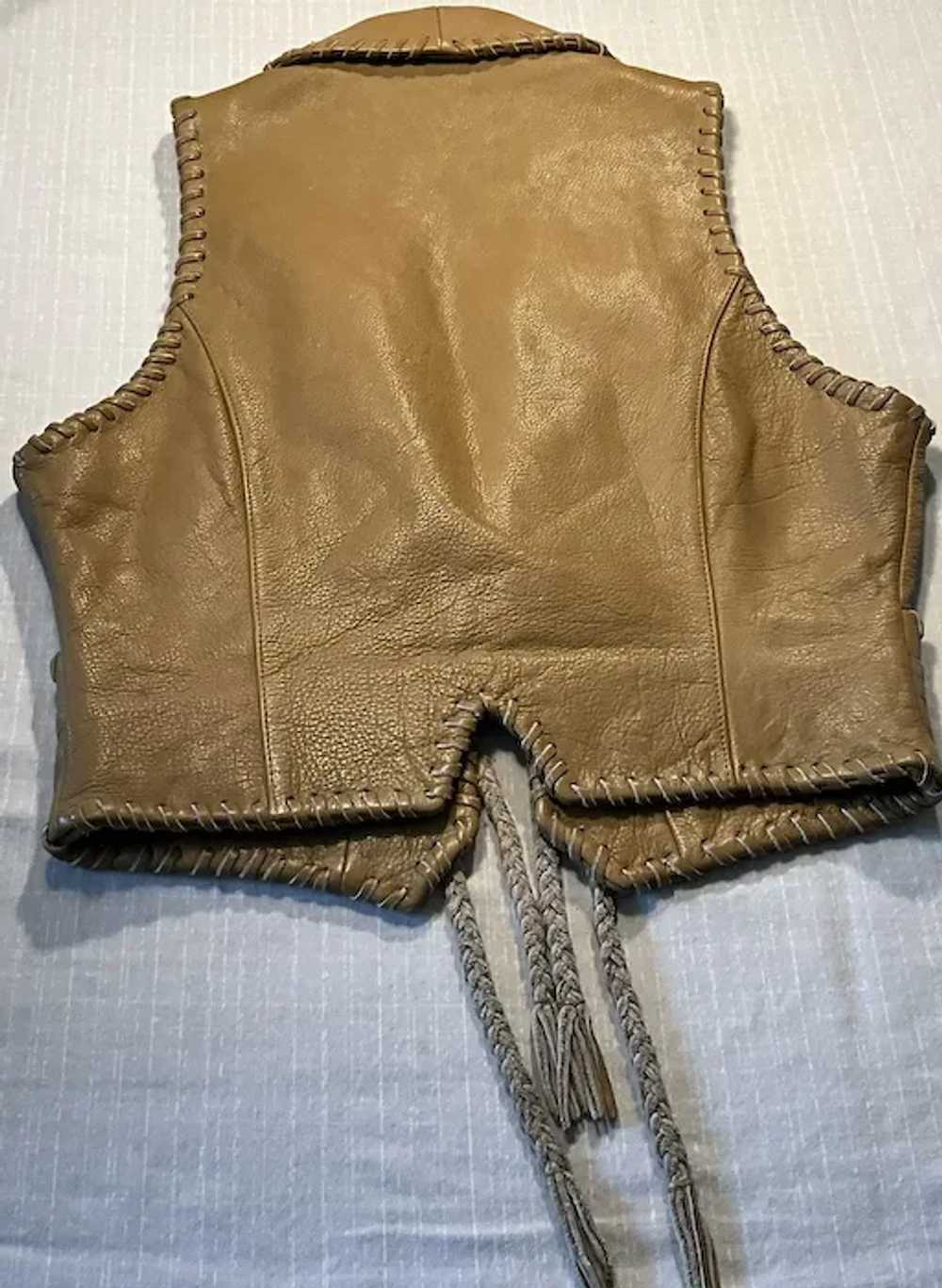 Pioneer Wear Tan Leather Vintage Vest - image 5
