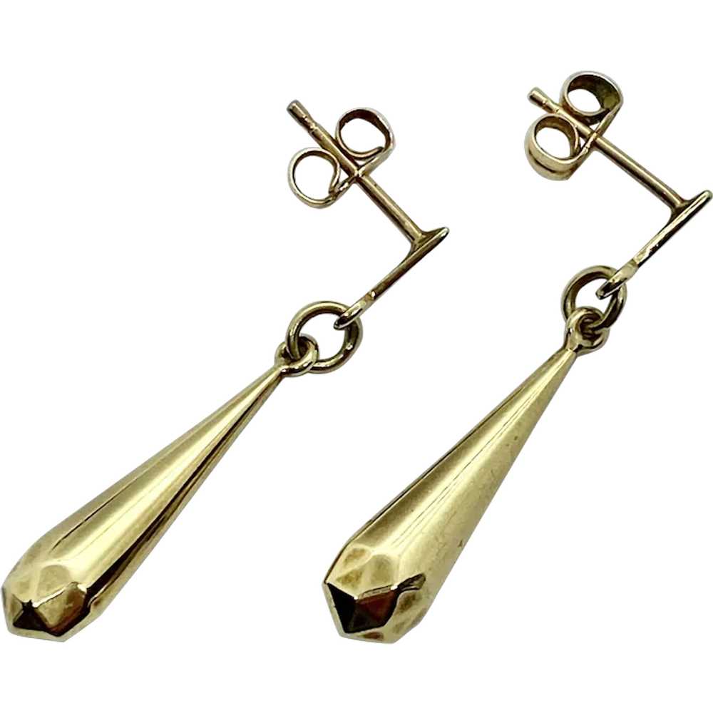 Elegant 14k Yellow Gold Geometric Drop Earrings S… - image 1