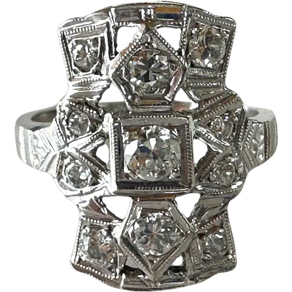14K WG Diamond Shield Ring - image 1
