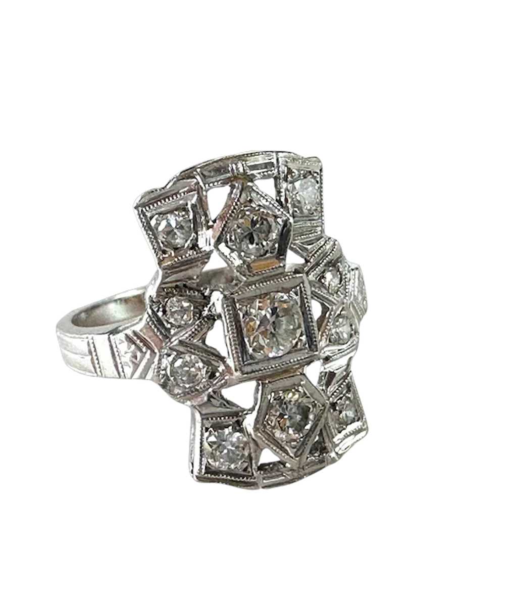 14K WG Diamond Shield Ring - image 2