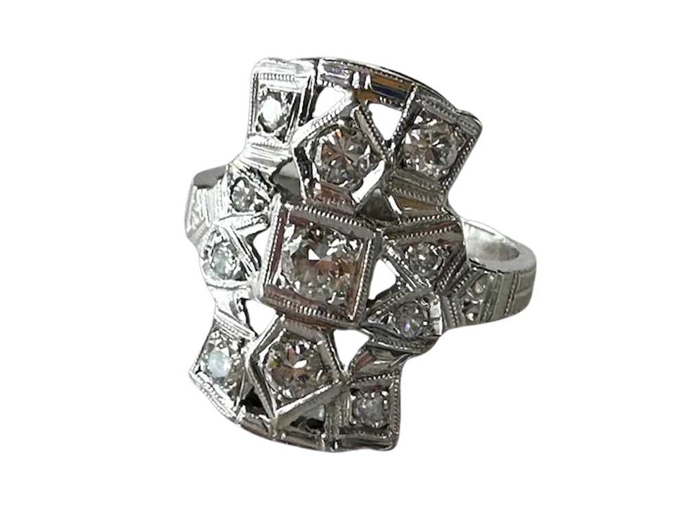 14K WG Diamond Shield Ring - image 4