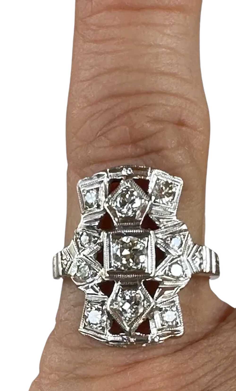 14K WG Diamond Shield Ring - image 9