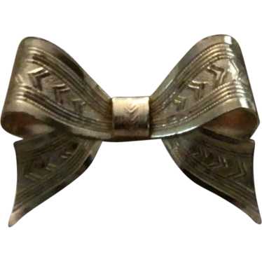 Forstne Vermeil Sterling Fancy Bow Brooch - image 1