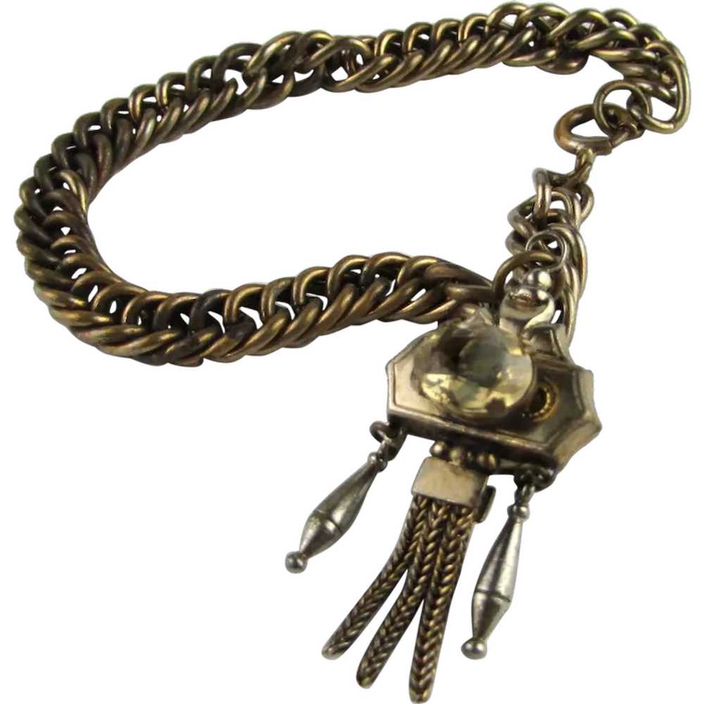 Vintage Watch Fob Charm on Gold Fill Bracelet - image 1