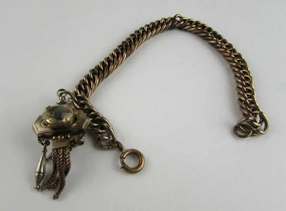 Vintage Watch Fob Charm on Gold Fill Bracelet - image 5