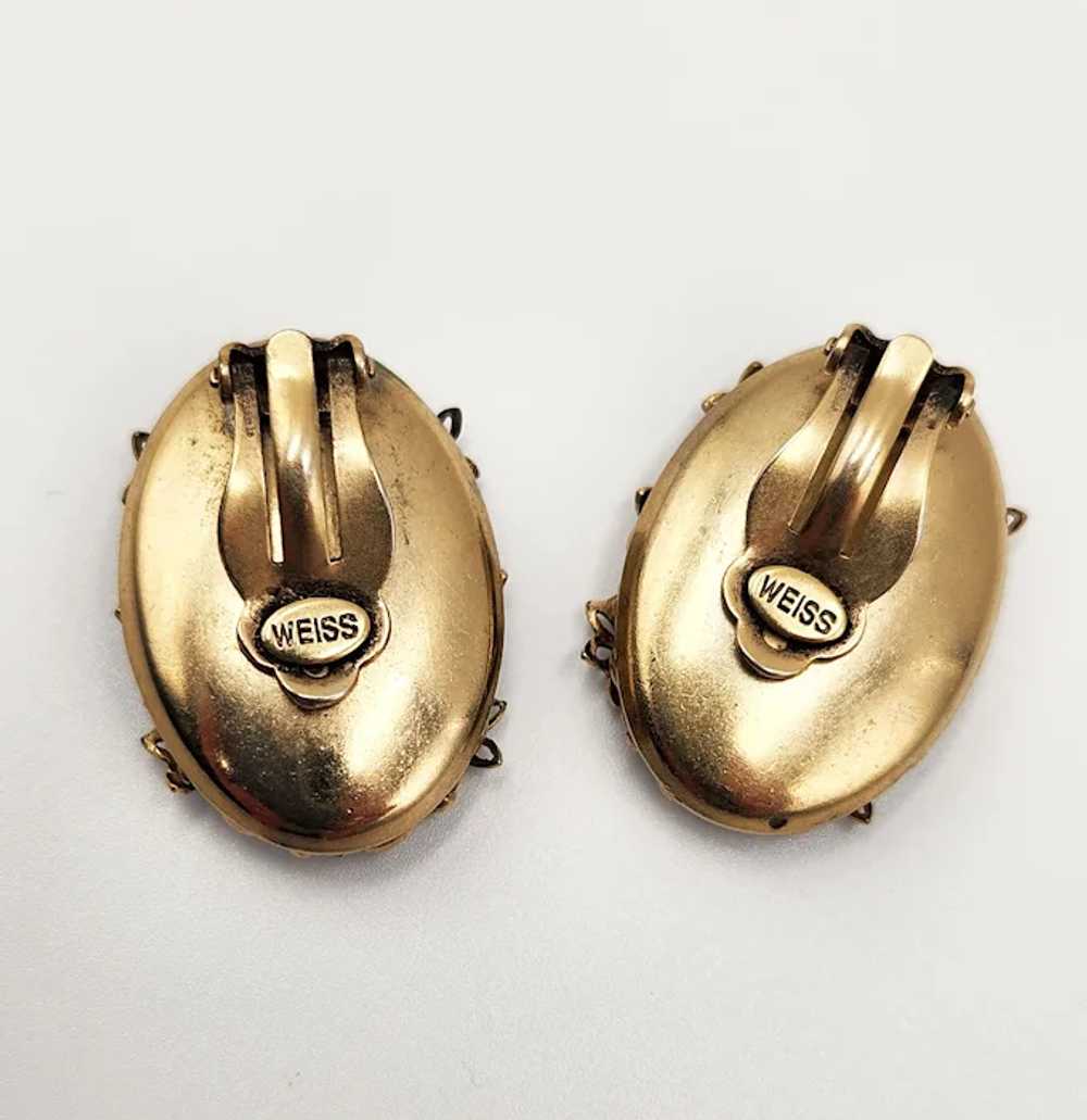 Vintage 1950s Weiss Ornate Clip Earrings Light Gr… - image 2