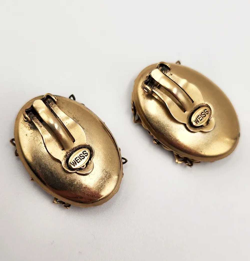 Vintage 1950s Weiss Ornate Clip Earrings Light Gr… - image 4
