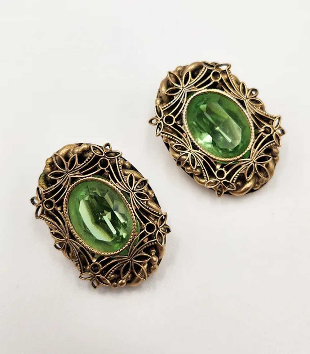 Vintage 1950s Weiss Ornate Clip Earrings Light Gr… - image 5