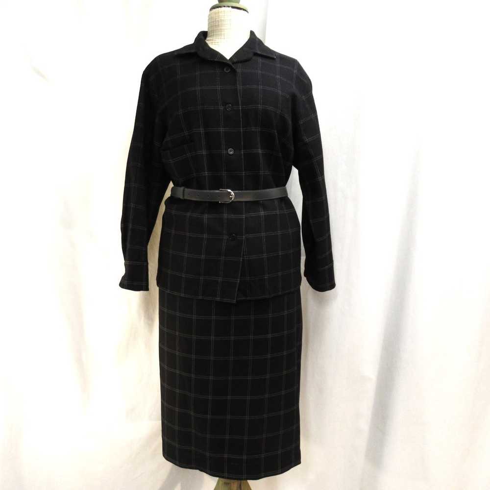 Black-grey 70s 2-piece Marimekko wool suit, 44/L-… - image 1