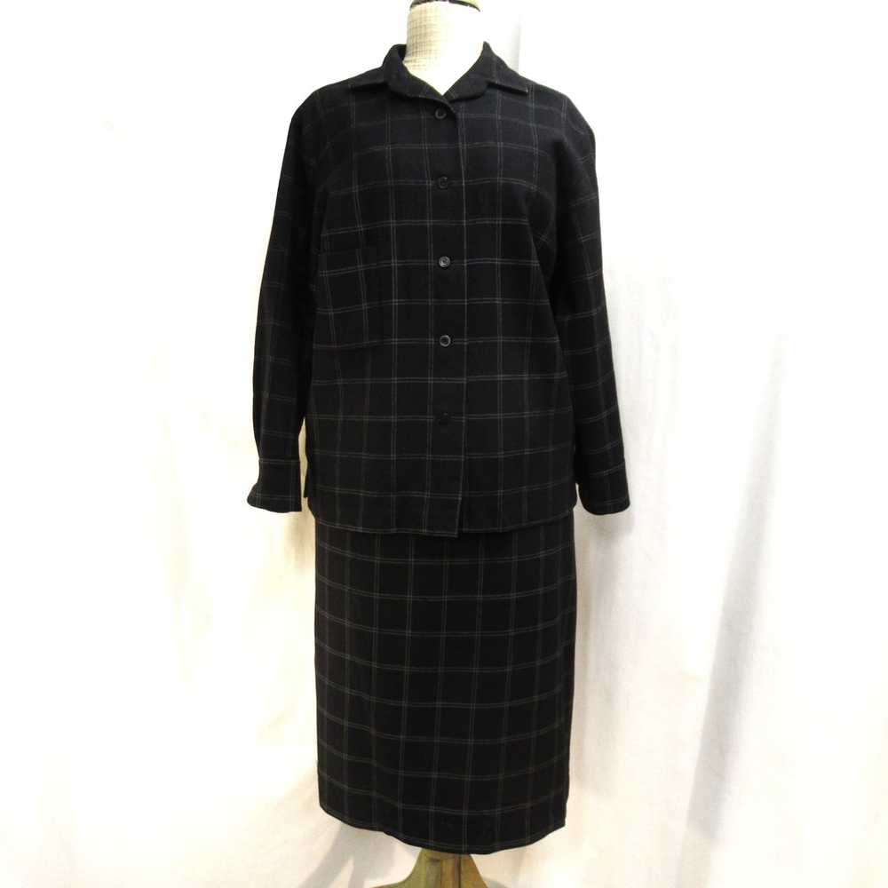 Black-grey 70s 2-piece Marimekko wool suit, 44/L-… - image 2