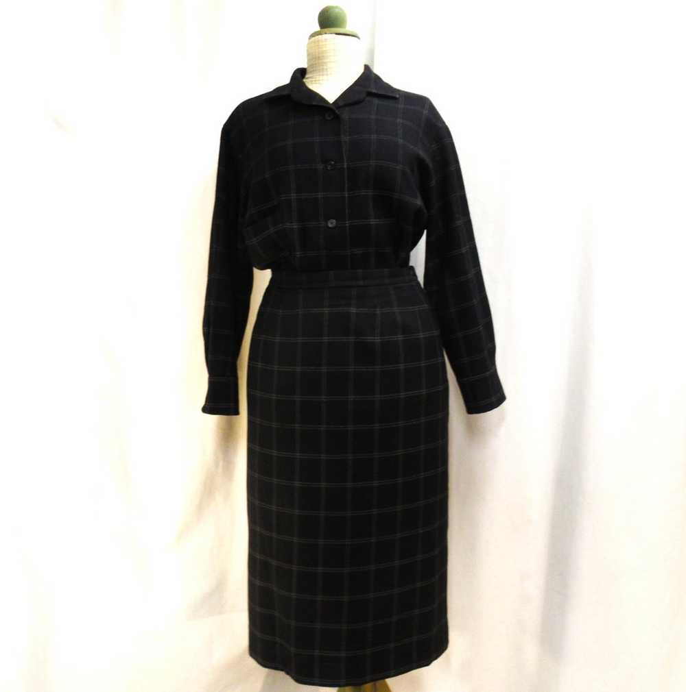Black-grey 70s 2-piece Marimekko wool suit, 44/L-… - image 3