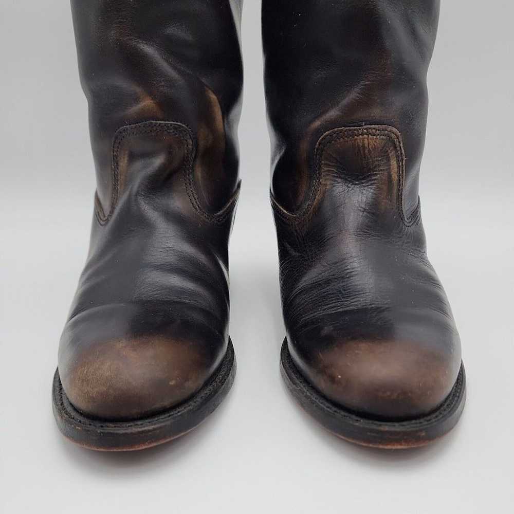 Vtg Frye Black/Brown Leather High Riding Boots  P… - image 10