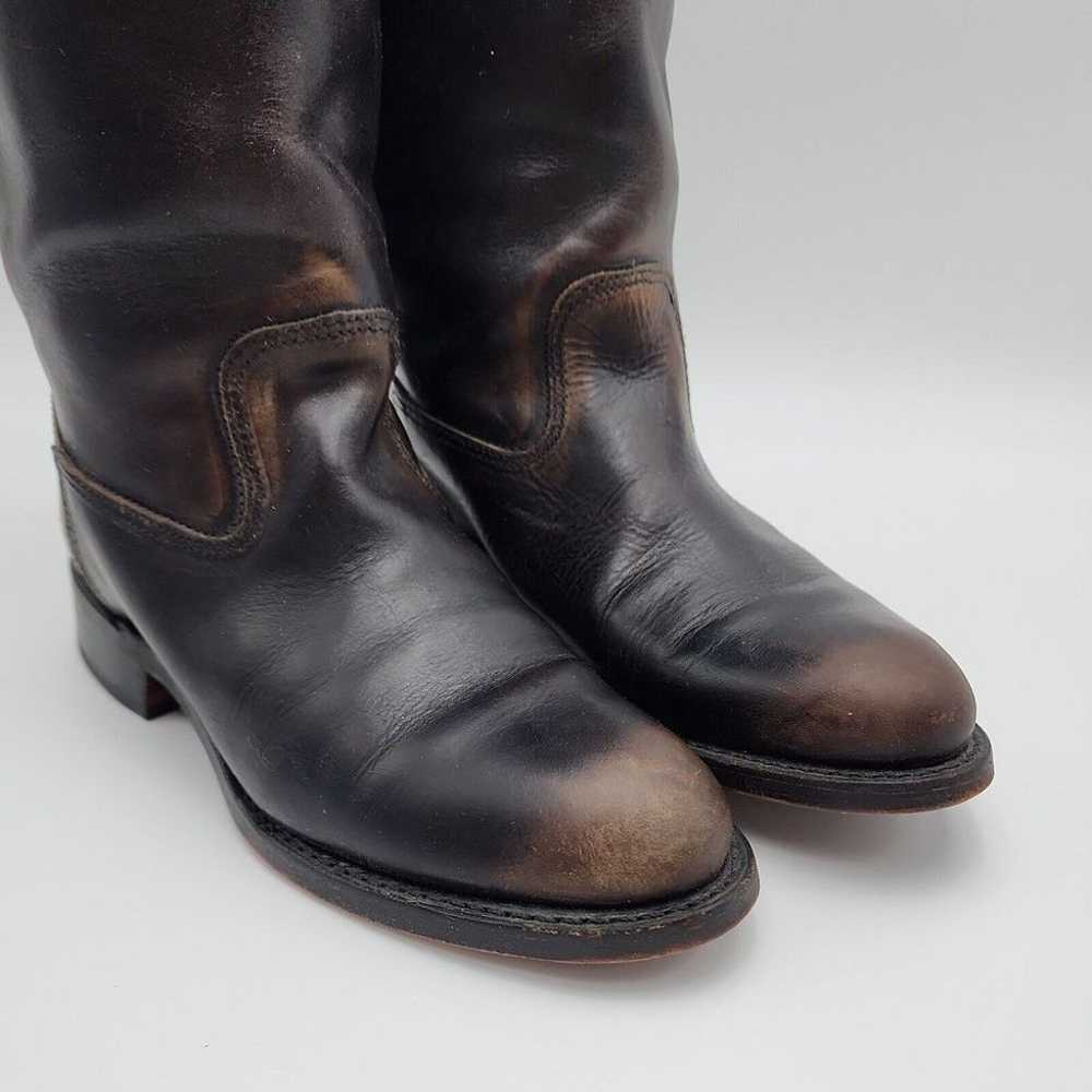 Vtg Frye Black/Brown Leather High Riding Boots  P… - image 11
