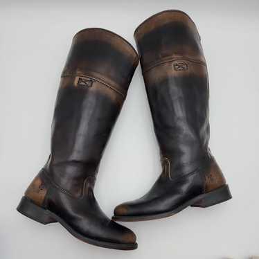 Vtg Frye Black/Brown Leather High Riding Boots  P… - image 1