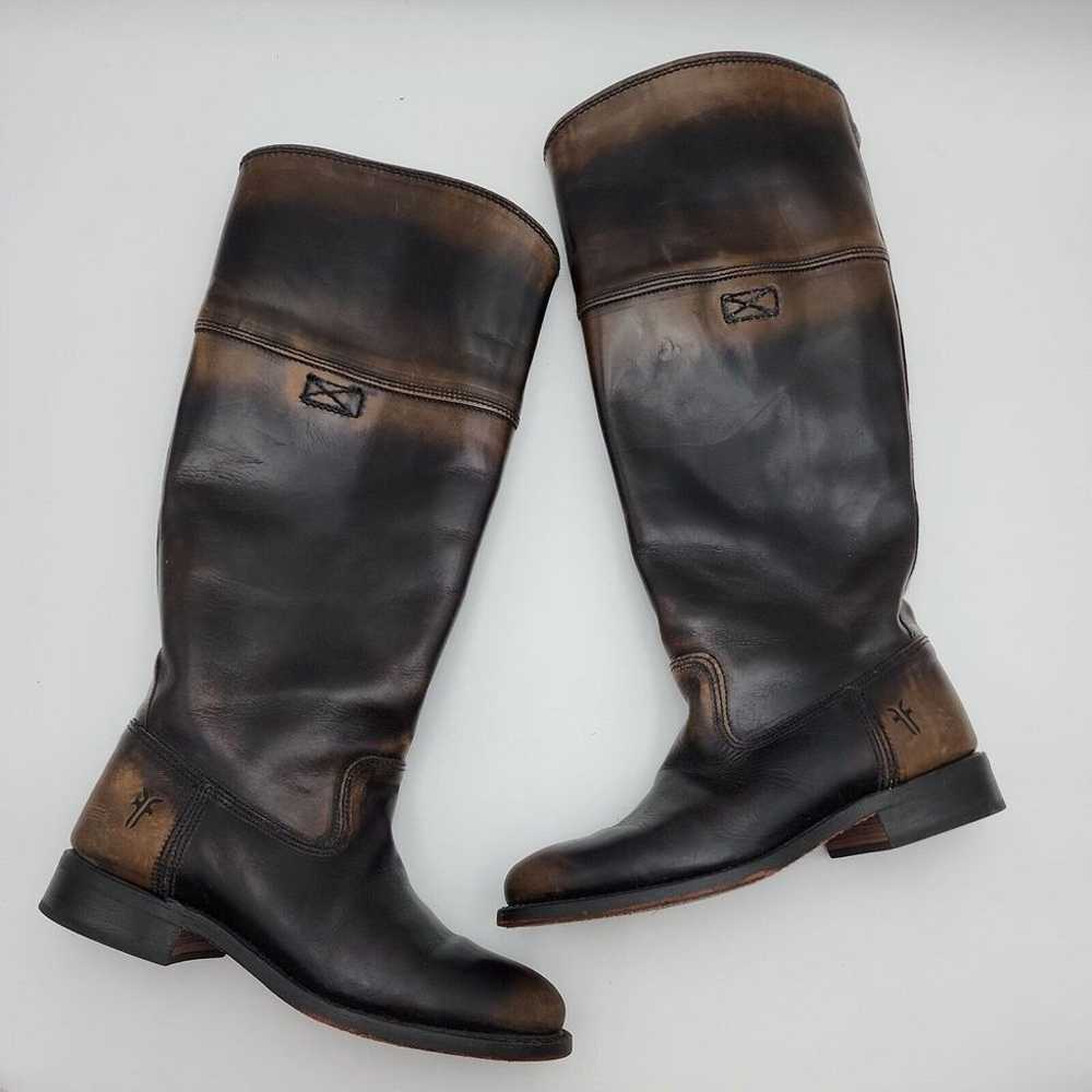 Vtg Frye Black/Brown Leather High Riding Boots  P… - image 2