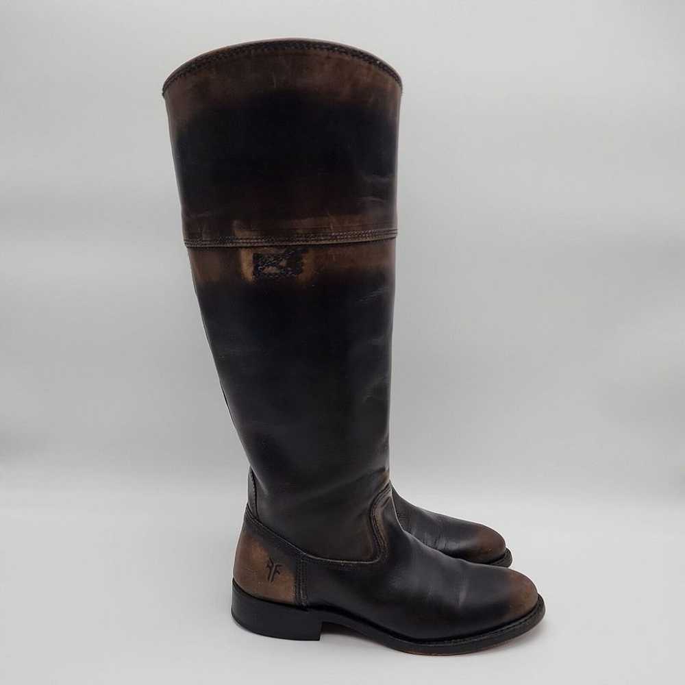 Vtg Frye Black/Brown Leather High Riding Boots  P… - image 4