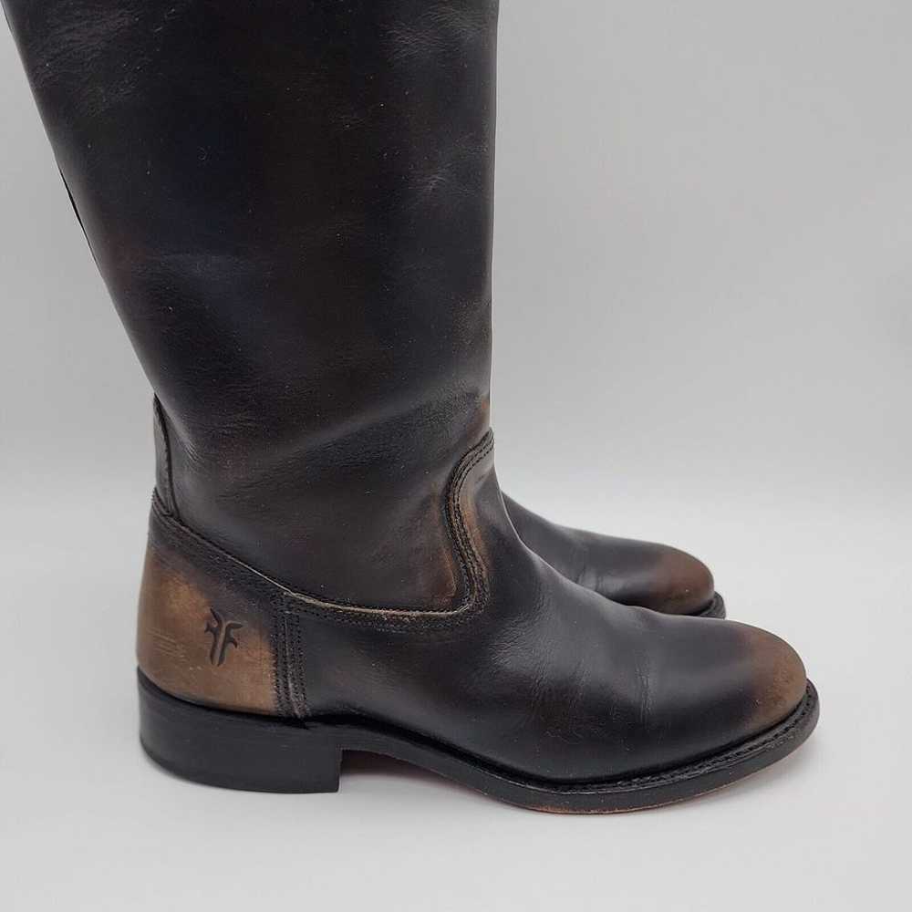 Vtg Frye Black/Brown Leather High Riding Boots  P… - image 6