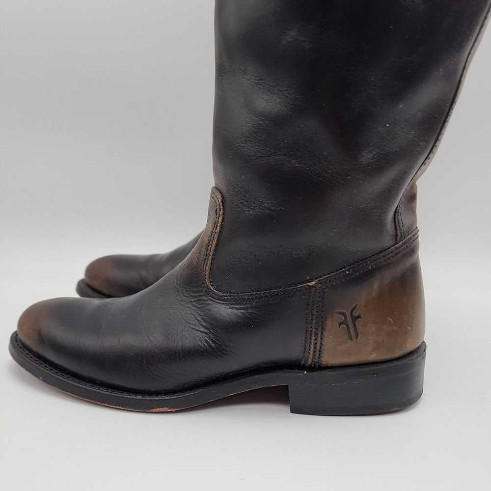 Vtg Frye Black/Brown Leather High Riding Boots  P… - image 9