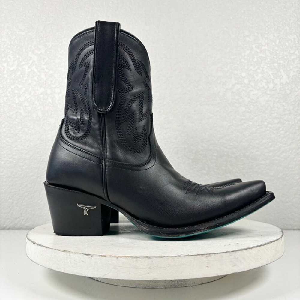 Lane SMOKESHOW Black Cowboy Boots 7 Leather Snip … - image 2
