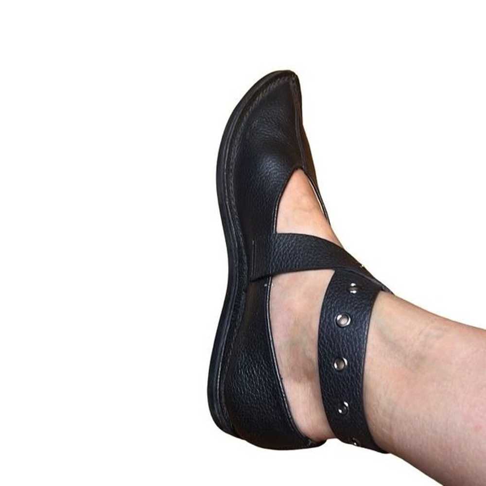 Zara Leather Black Flats pointy toe wrap around - image 12
