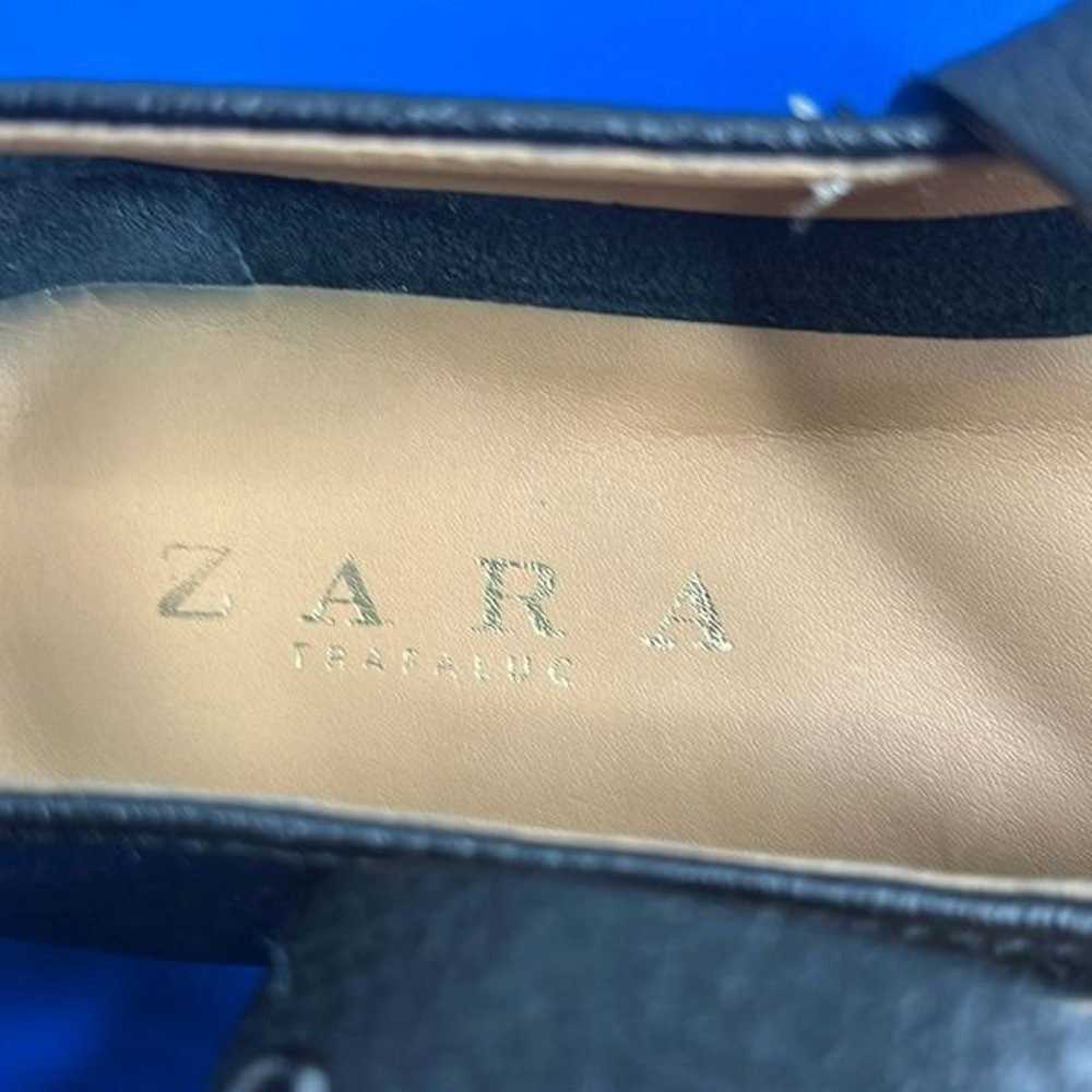 Zara Leather Black Flats pointy toe wrap around - image 5