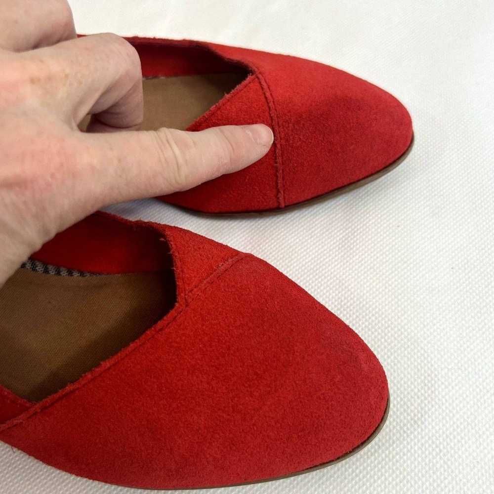 TOMS Julie Poinsettia Suede Red Flats Almond Toe … - image 10