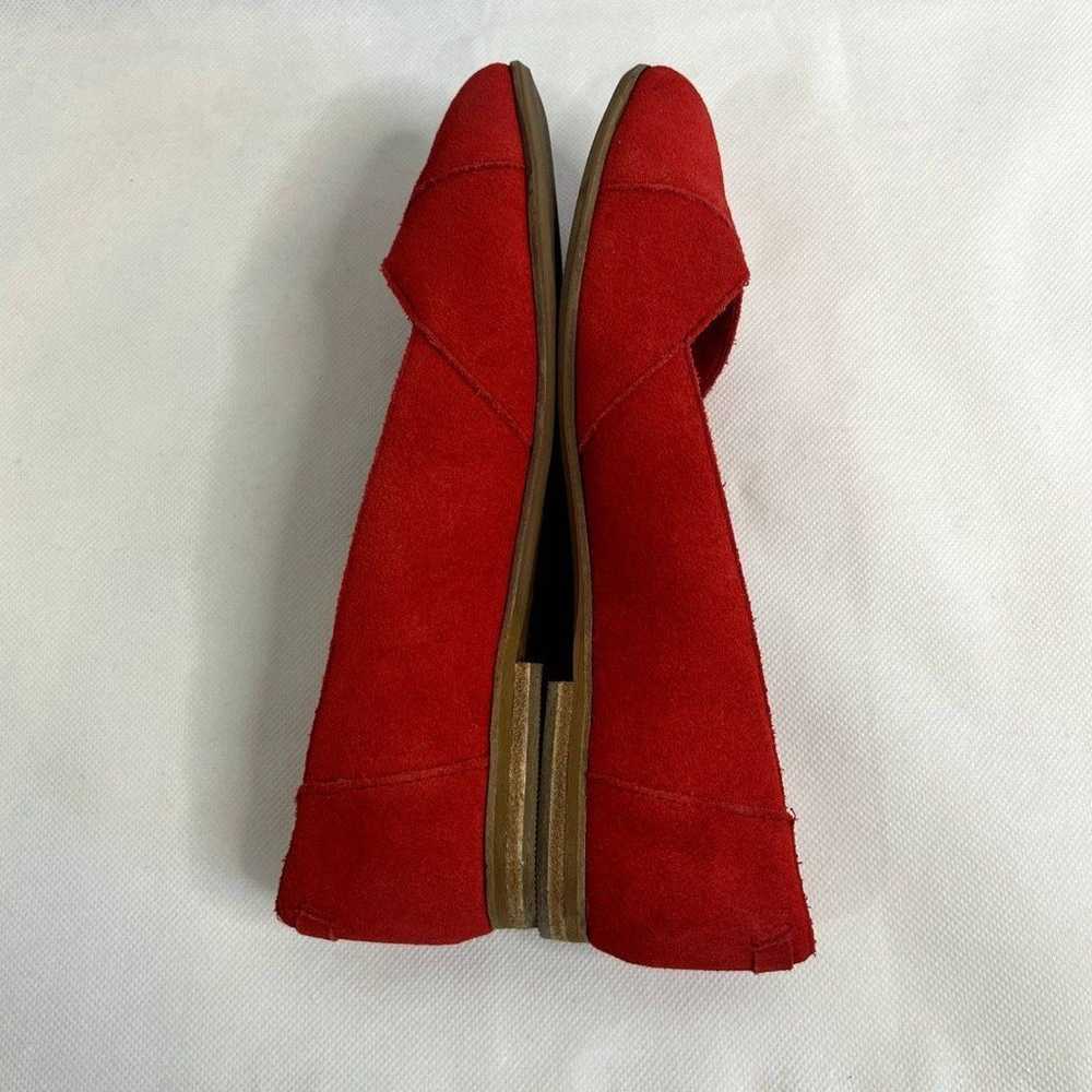 TOMS Julie Poinsettia Suede Red Flats Almond Toe … - image 4