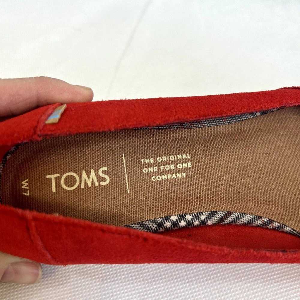 TOMS Julie Poinsettia Suede Red Flats Almond Toe … - image 7