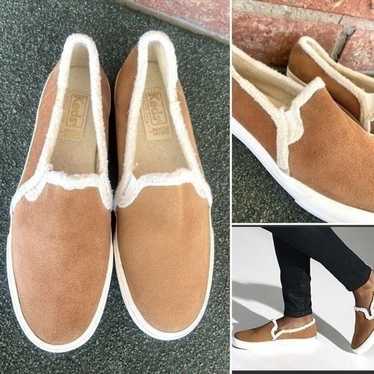 KEDS Double Decker Suede and Faux Shearling Slip … - image 1