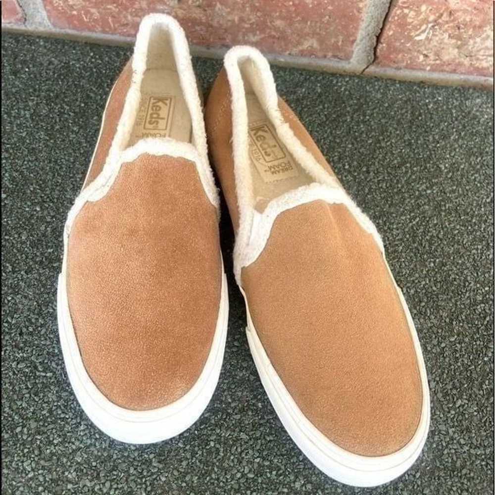KEDS Double Decker Suede and Faux Shearling Slip … - image 2