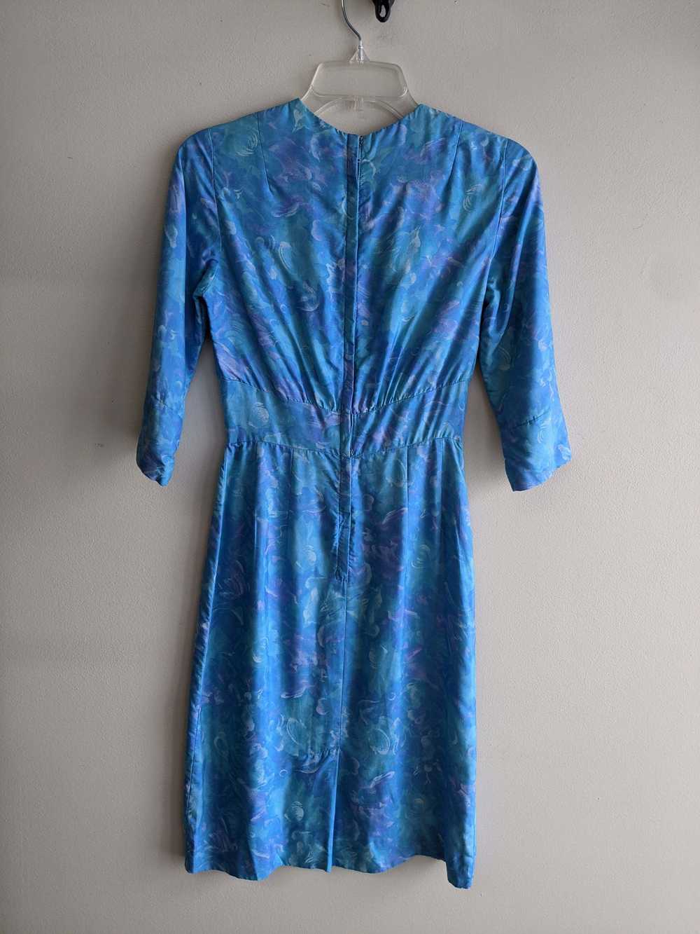 '60s Seafoam & Turquoise Fitted Dress - XS - image 4