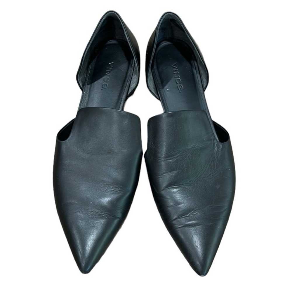 Vince Damris Black Leather Flats Ballet Pointed T… - image 3