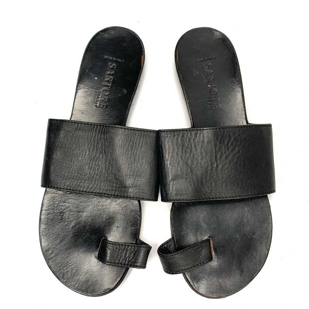 SARTORE PARIS genuine leather sandals flats black… - image 1