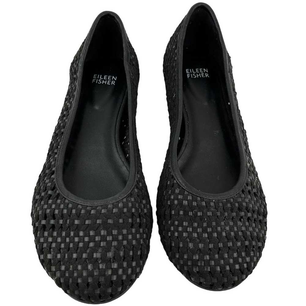 Eileen Fisher Black Perforated Flats Hidden Wedge… - image 2
